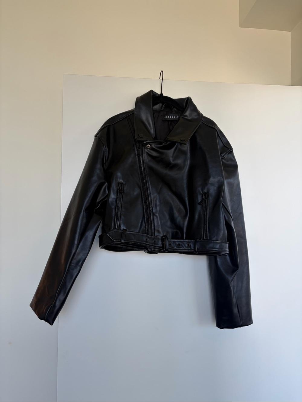 Lioness Black Cropped Leather Jacket